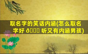 取名字的笑话内涵(怎么取名字好 💐 听又有内涵男孩)